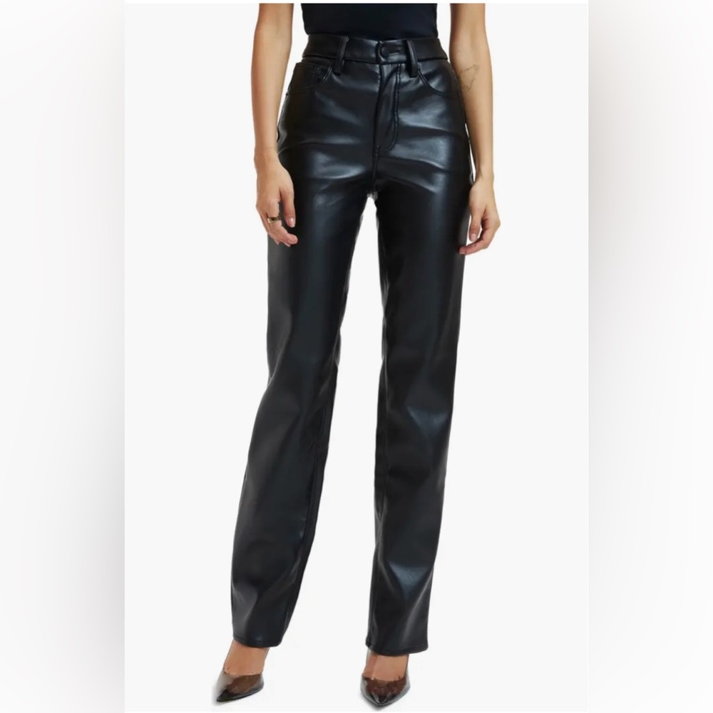 Good American Better Than Leather Faux Leather Good Icon Pants NWOT SZ 8/29 Blk